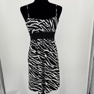 Y2K Vintage Black and White Zebra Print Dress with tie back